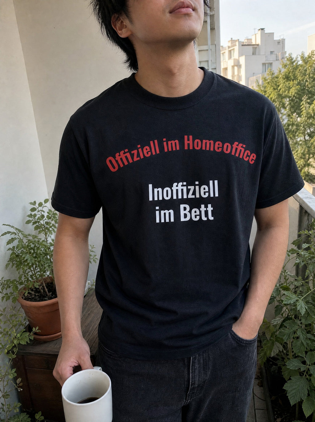 Homeoffice T-Shirt getragen