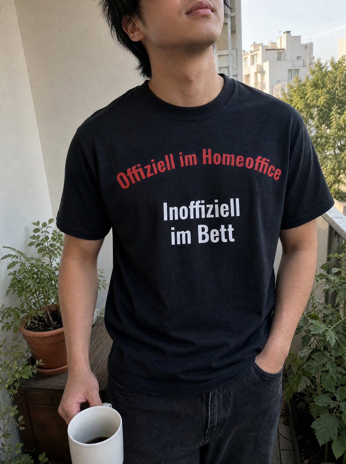 Homeoffice T-Shirt getragen